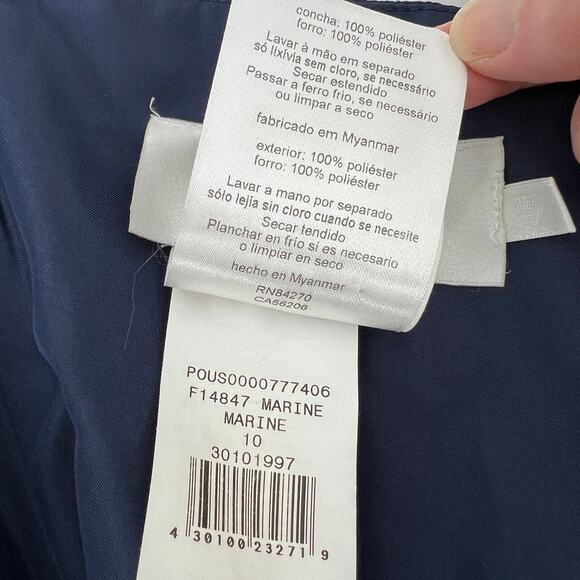 David’s Bridal Marine Navy Blue Dress 10 Strapless Crepe Chiffon Ruched Cascade - Picture 7 of 12